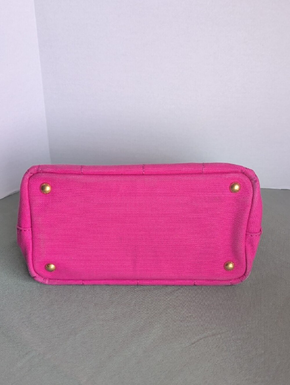 PRADA Pink Canapa Canvas PM Tote With Strap - Picture 5 of 16